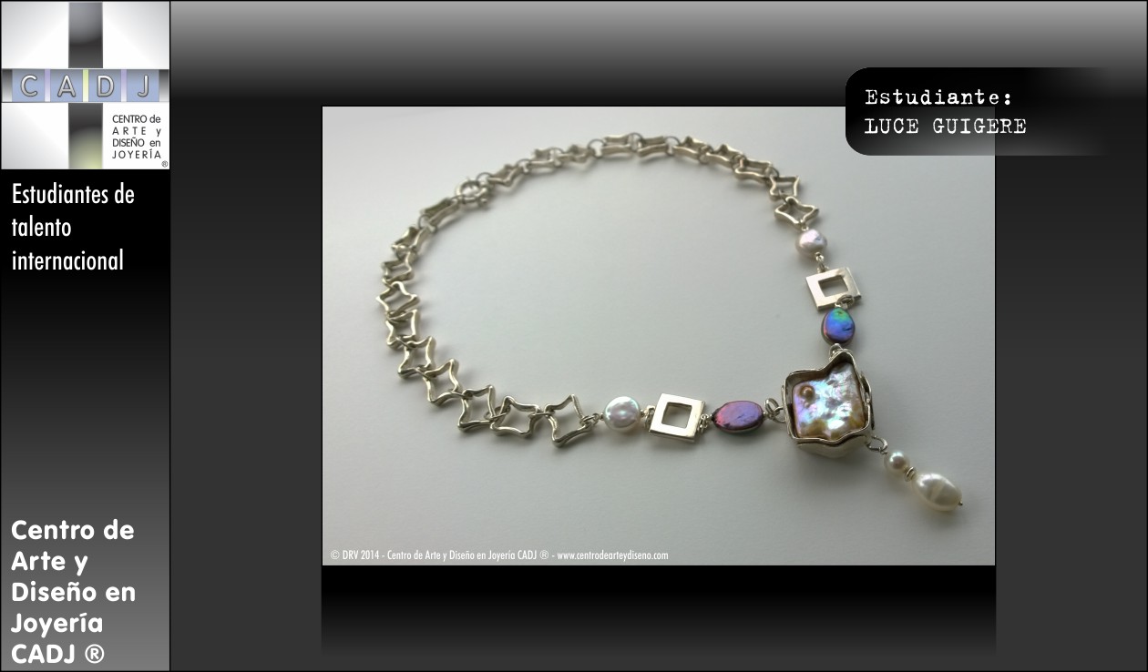 Collar de plata con perlas, Escuela Centro de Arte y Diseño en Joyería CADJ ®