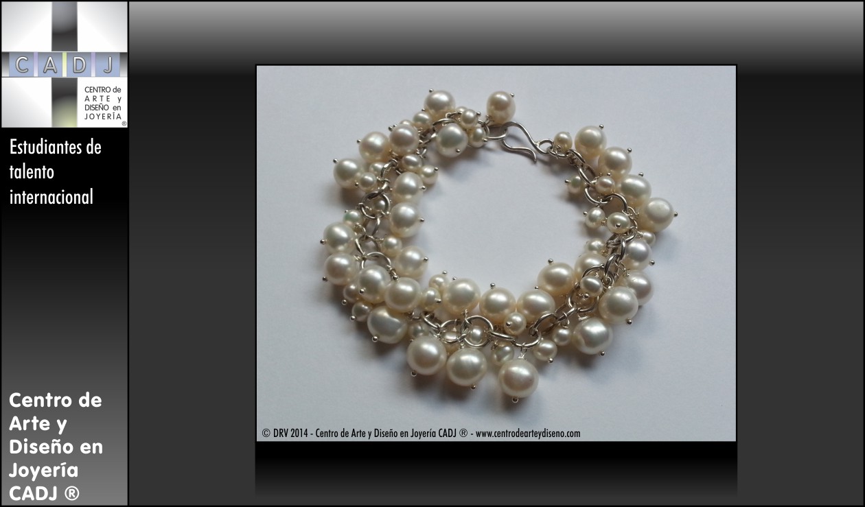Cadena con engarsado de perlas, Escuela de Arte, Diseño y Joyería CADJ ®