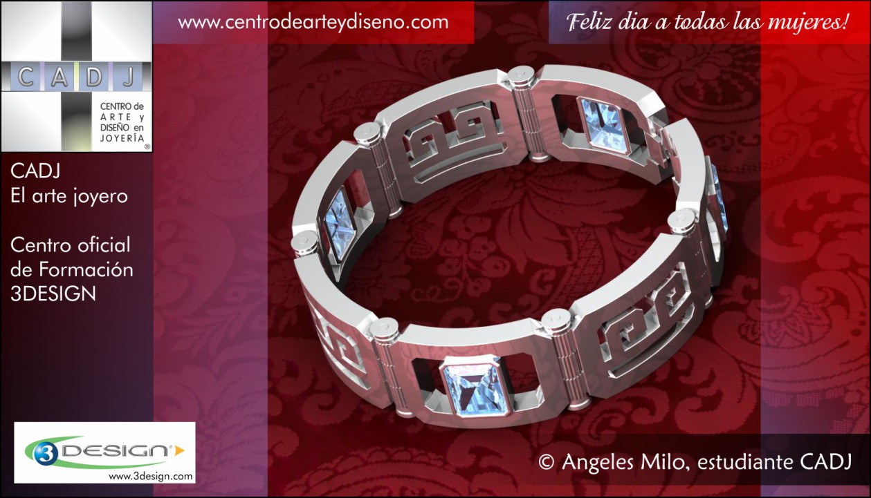 Pulsera con eslabones griegos, 3DESIGN CAD V8 Escuela de Joyería CADJ ®