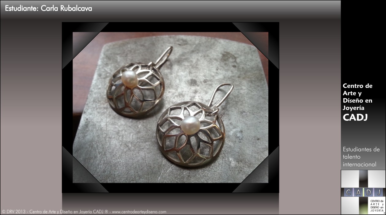 Aretes de plata 925 y perlas, Escuela de Joyería CADJ ®