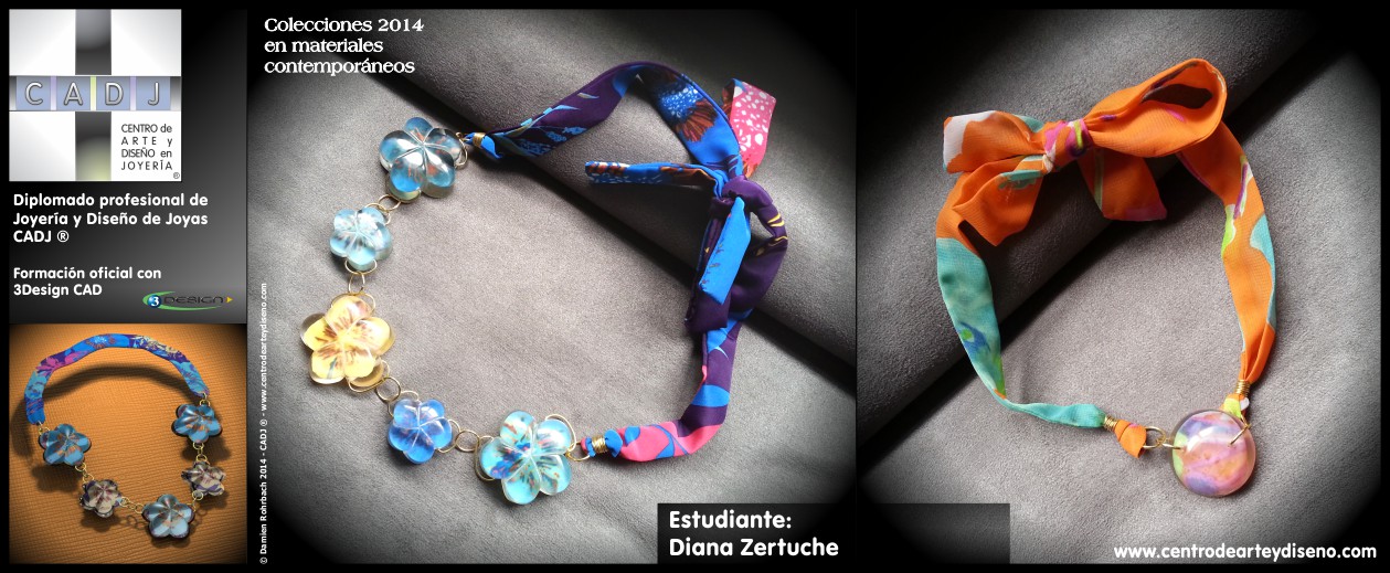 Resina y telas, creación de joyería contemporánea, Escuela de Arte, Diseño y Joyería CADJ ®