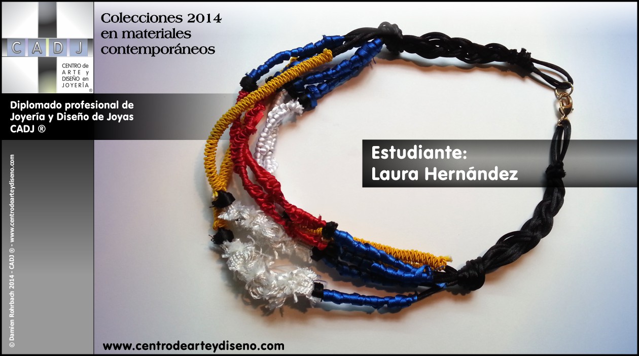 Telas y tejido, creación de joyería contemporánea, Escuela Centro de Arte y Diseño en Joyería CADJ ®