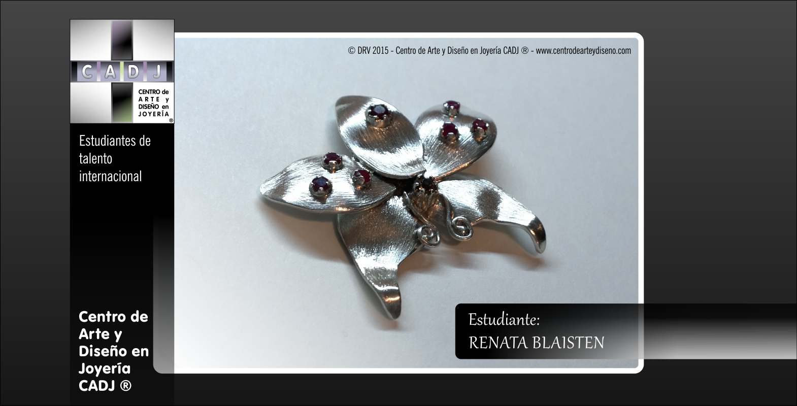 Orquídea de plata con rubies y citrino - Escuela de joyería CADJ ®