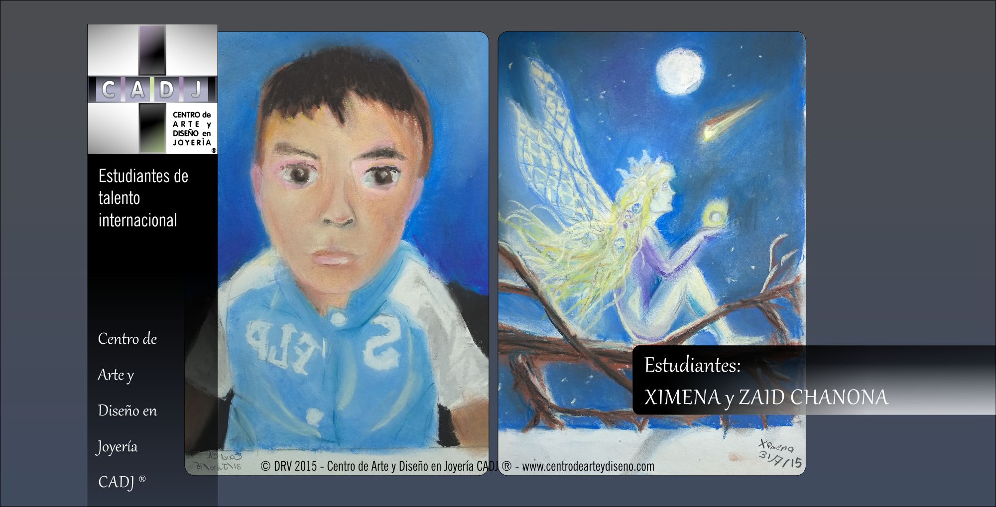 Retrato y hada creada con pastel de colores, niños en taller de verano - Escuela de joyería CADJ ®