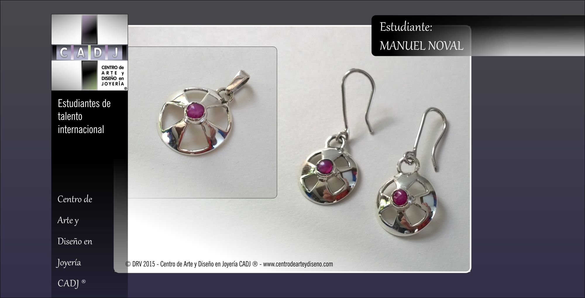 Juego de aretes y dije con rubies - Escuela de joyería CADJ ®