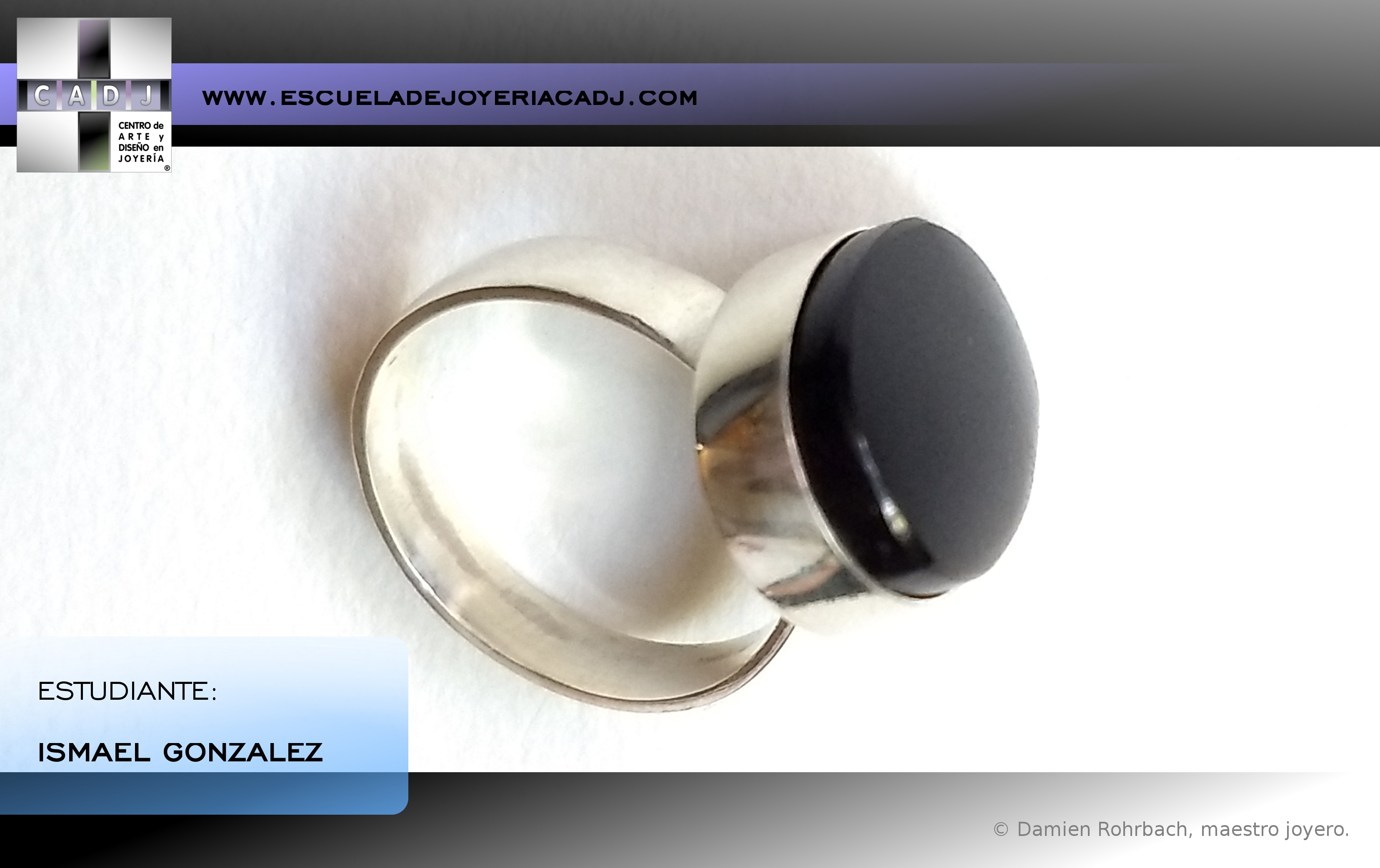 Anillo de plata con obsidiana, taller de joyería CADJ ®