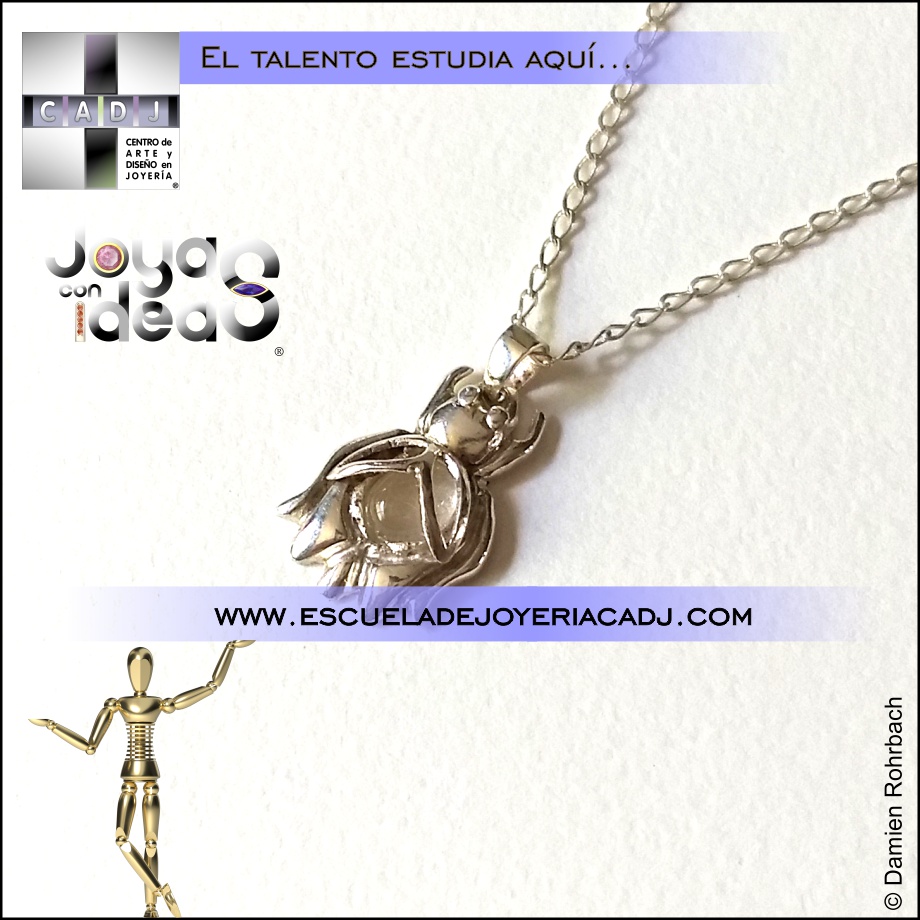 Dije de plata con piedra de luna, Diplomado profesional de joyería y diseño de joyas Escuela de joyería CADJ ®