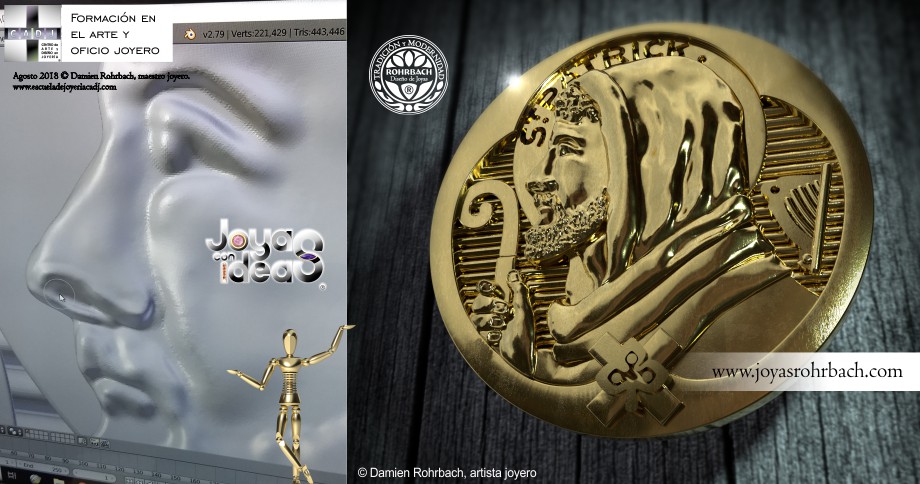 Diseño de joyería 3D, moneda de St Patrick, Escuela de joyería CADJ ®