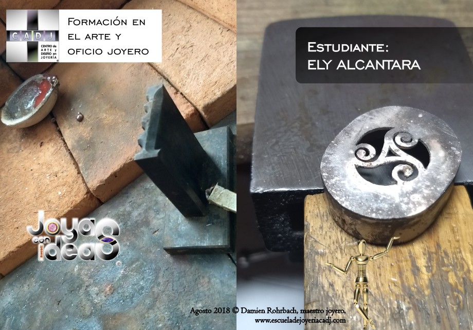 Locket de plata en proceso, Escuela de joyería CADJ ®