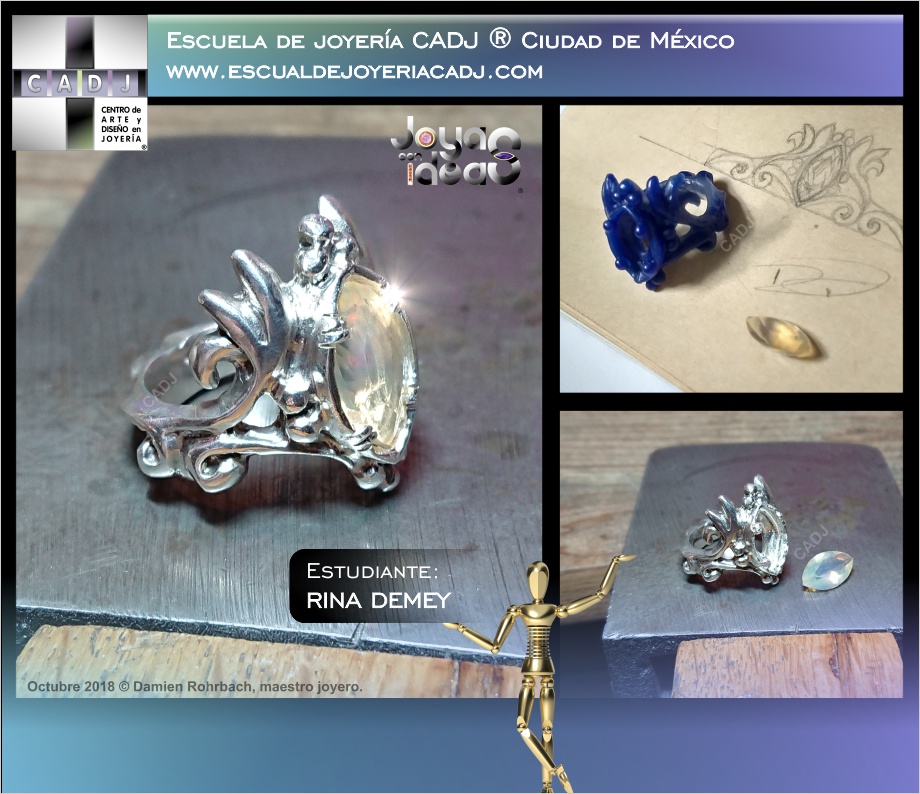 Anillo de plata con ópalo, Escuela de joyería CADJ ®