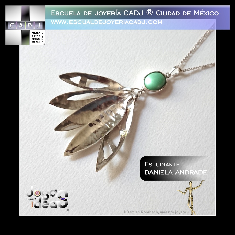 Dije de plata con turquesa, Diplomado profesional de joyería y diseño de joyas, Escuela de joyería CADJ ®