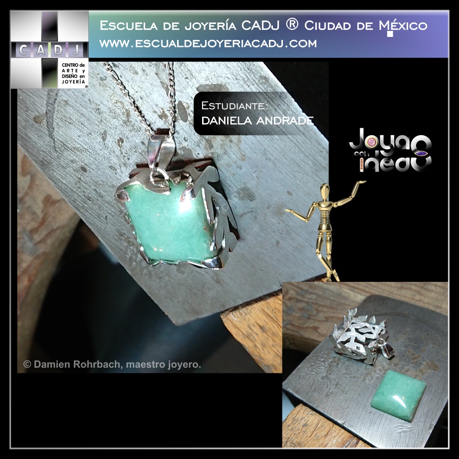 Dije de plata con crisoprasa, Diplomado profesional de joyería y diseño de joyas, Escuela de joyería CADJ ®