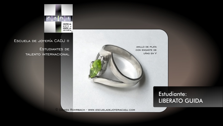 Anillo de plata con engaste de uñas en V, Escuela de joyería CADJ ®