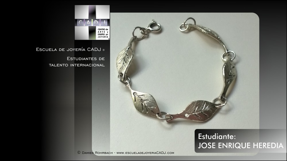 Pulsera de hojas, plata que vale la pena, escuela de joyería CADJ ®