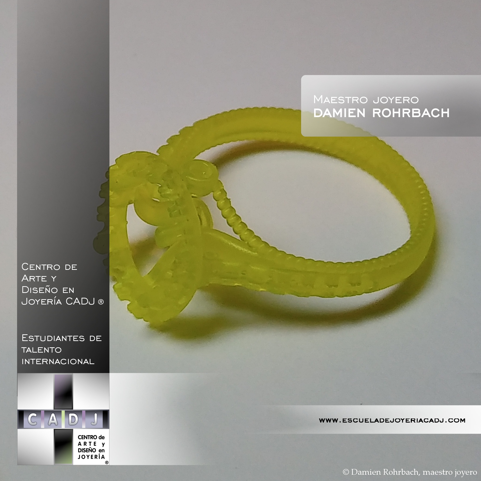 Diseño de anillo de compromiso, Impresión 3D, Escuela de joyería CADJ ®