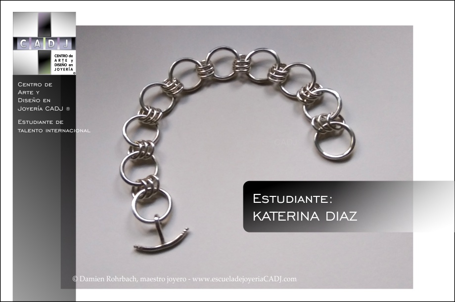 Pulsera en plata realizada a mano, Escuela de joyería CADJ ®