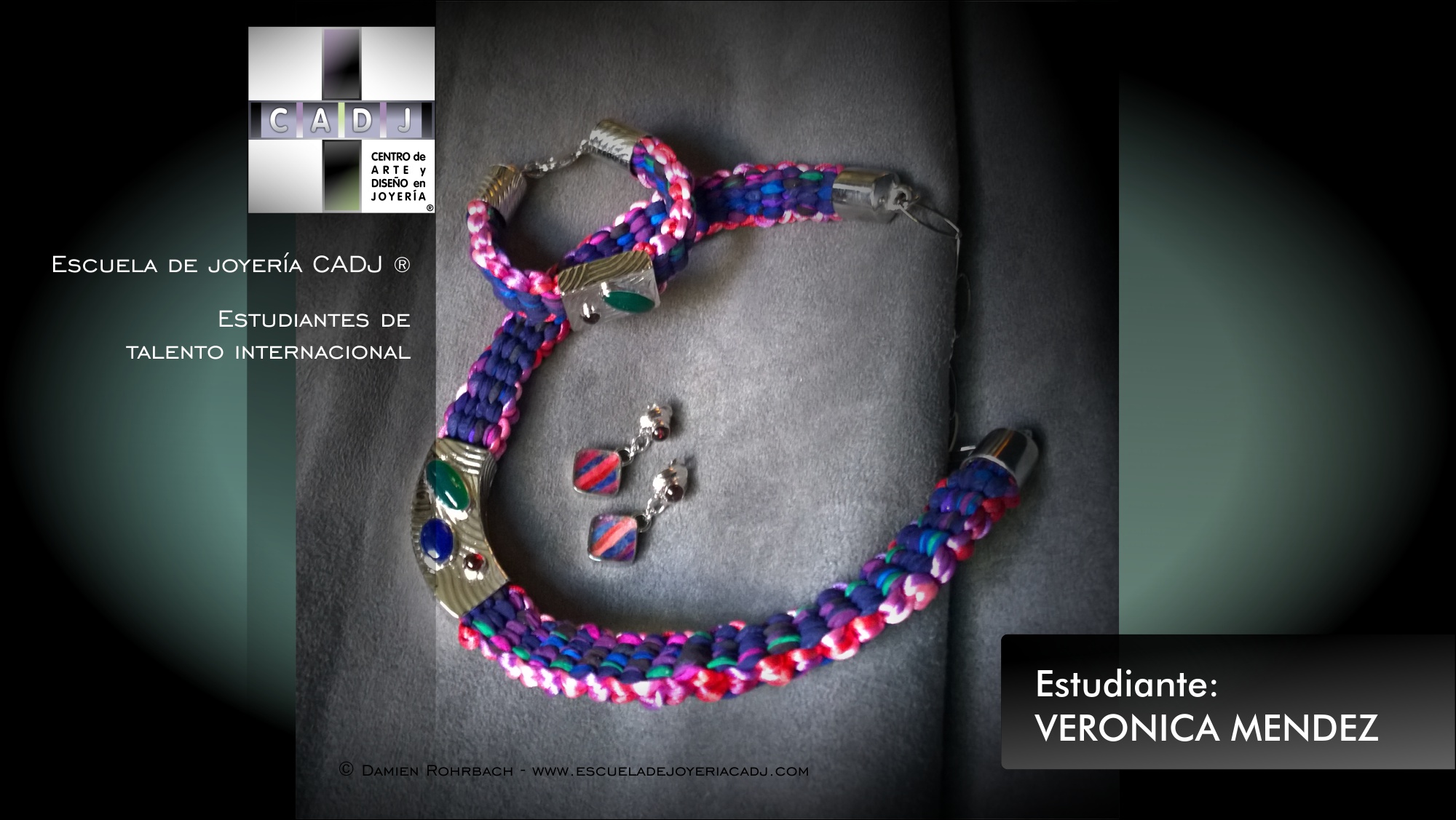 Colección de joyería contemporánea con seda, plata y piedras, Escuela de joyería CADJ ®