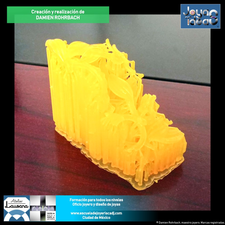 Piezas en proceso de impresión 3D, Escuela de joyería CADJ ®
