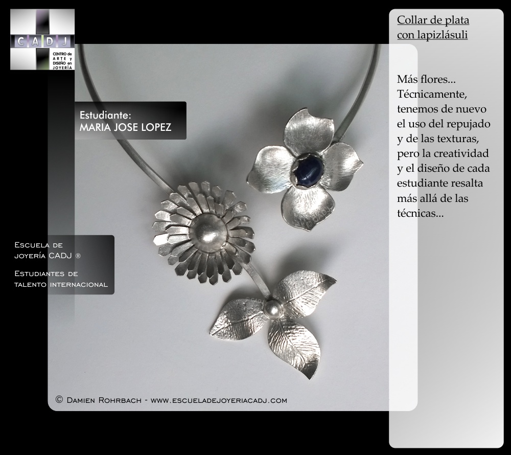 Collar de plata con lapizlásuli, Escuela de joyería CADJ ®