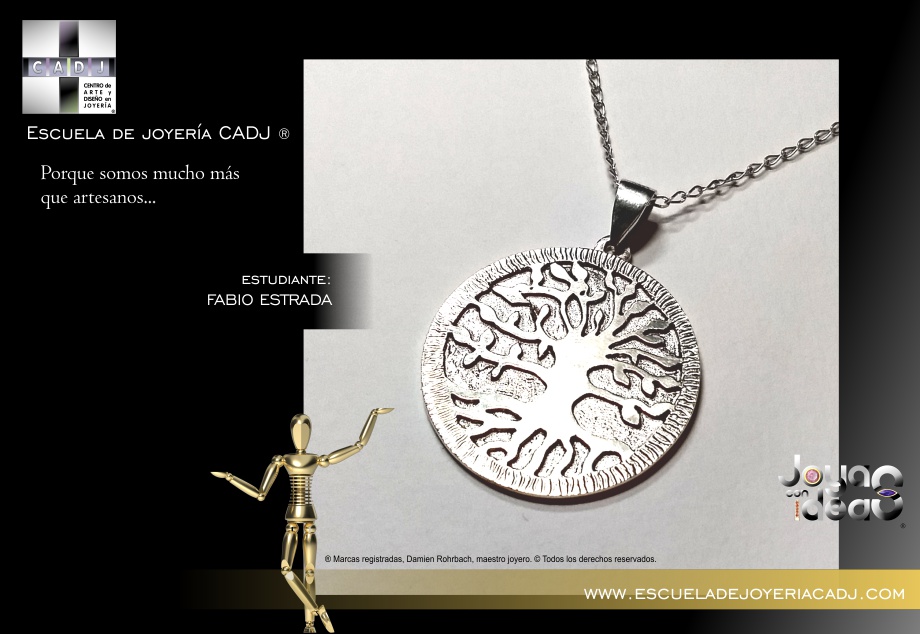 Dije de plata, árbol de la vida, Escuela de joyería CADJ ®