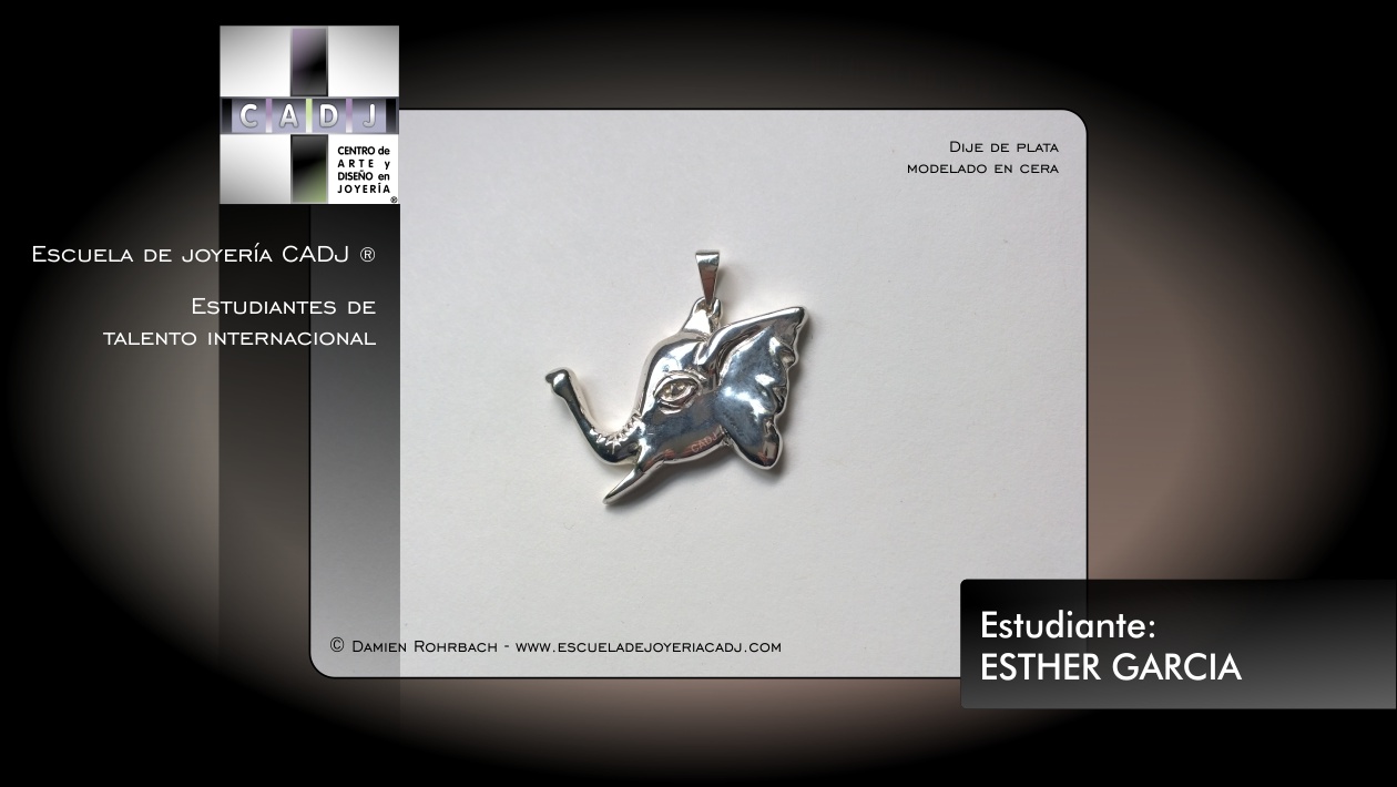 Dije de plata modelado en cera, Escuela de joyería CADJ ®