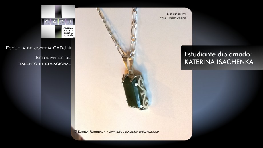 Dije de plata con jaspe verde, Escuela de joyería CADJ ®