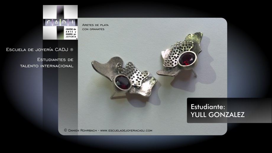 Aretes de plata con granates, Escuela de joyería CADJ ®