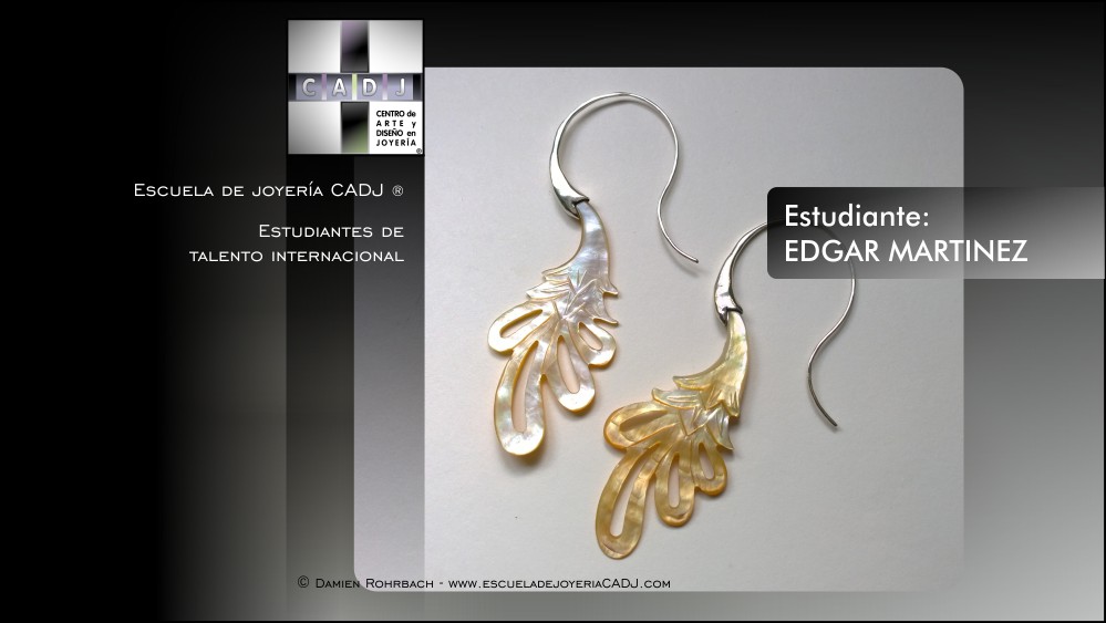 Aretes de plata con nácar, escuela de joyería CADJ ®